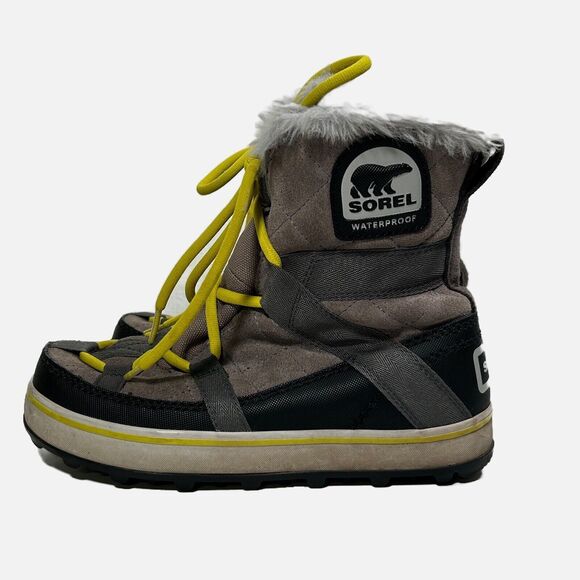 Sorel Glacy Explorer Boots Womens Size 5 US Short Quarry Gray Yellow UK 3 - Picture 1 of 7